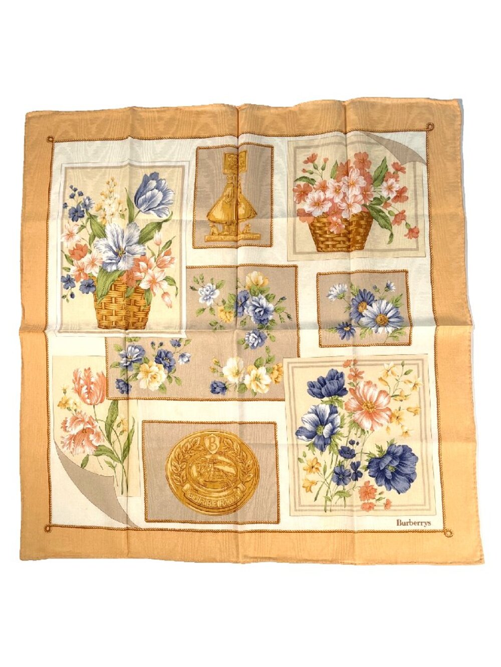 Vintage Burberrys Floral Cotton Handkerchief Scarf
